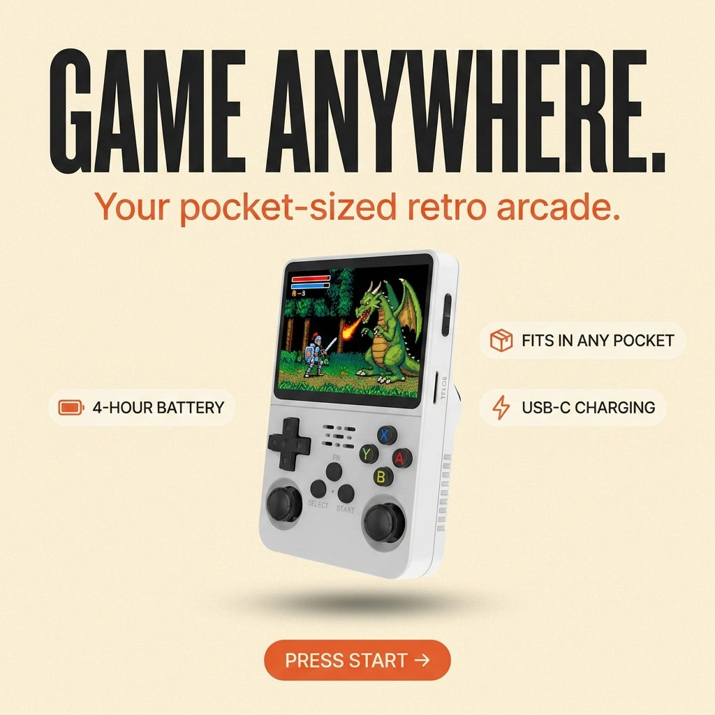 Crashbox Mini — Retro Handheld Console with 15,000+ Games, 3.5" HD Screen