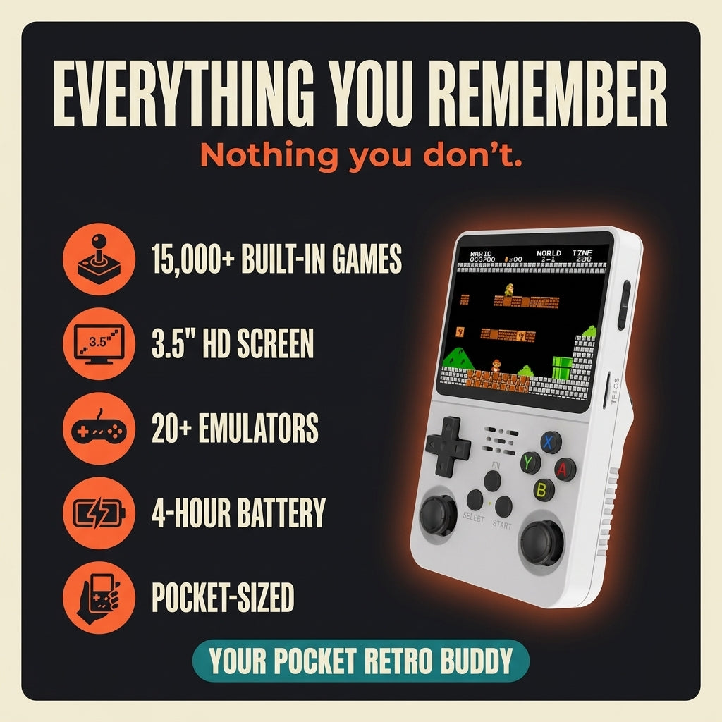 Crashbox Mini — Retro Handheld Console with 15,000+ Games, 3.5" HD Screen